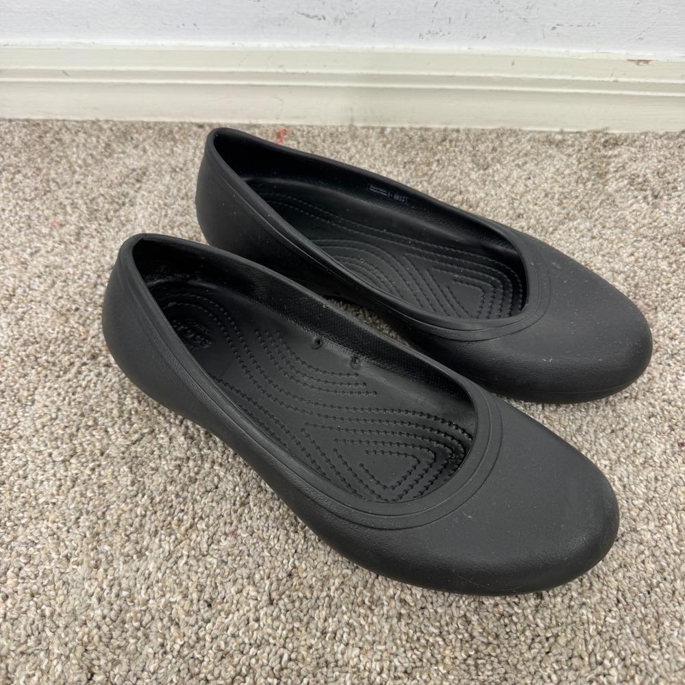 Crocs At Work Ballet Flat Black Slip Resistant Professional Shoes Women 10 11050
